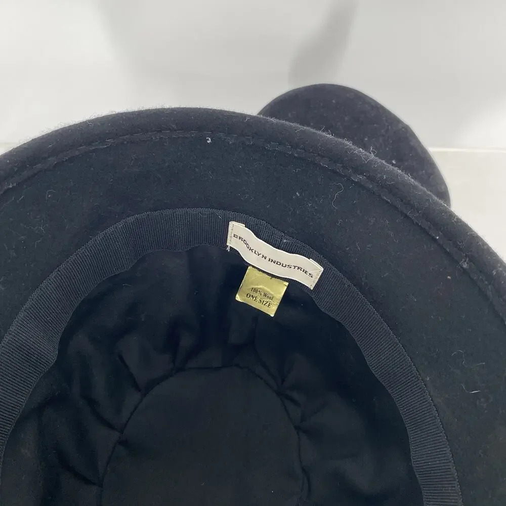 Brooklyn Industries Black Wool Felt Hat Bucket Brim 30's Style Women's One Size